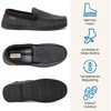 Dearfoams Men’s Keaton Moccasin House Shoes With Memory Foam, Indoor Slippers With Wide Widths(Black Heather)