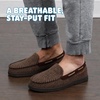 Dearfoams Men’s Keaton Moccasin House Shoes With Memory Foam, Indoor Slippers With Wide Widths(Brown Heather)