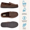 Dearfoams Men’s Keaton Moccasin House Shoes With Memory Foam, Indoor Slippers With Wide Widths(Brown Heather)