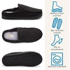 Dearfoams Men’s Memory Foam House Shoes, Microsuede Moc Toe Clog Slippers(Black)