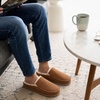 Dearfoams Men’s Memory Foam House Shoes, Microsuede Moc Toe Clog Slippers(Chestnut Tan)
