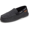 Dearfoams Men’s Keaton Moccasin House Shoes With Memory Foam, Indoor Slippers With Wide Widths(Black Heather)