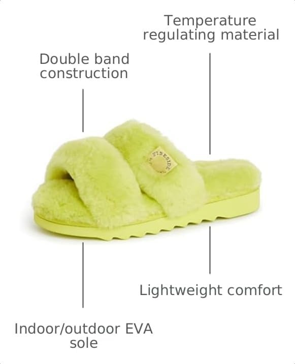image:imageDearfoams Womens Fireside Benalla All Over Shearling Double Band Easy onOff SlideApple Green