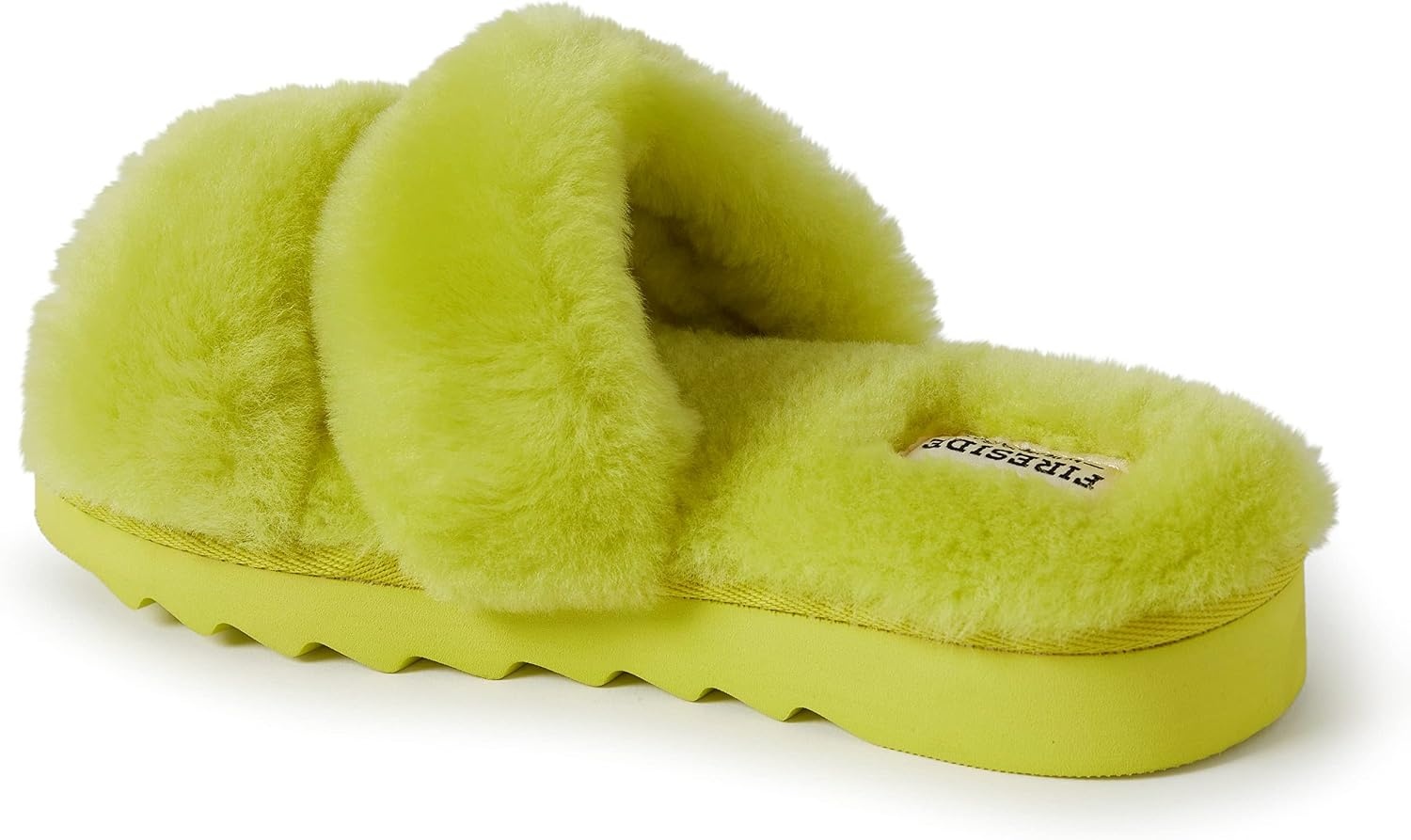 image:imageDearfoams Womens Fireside Benalla All Over Shearling Double Band Easy onOff SlideApple Green