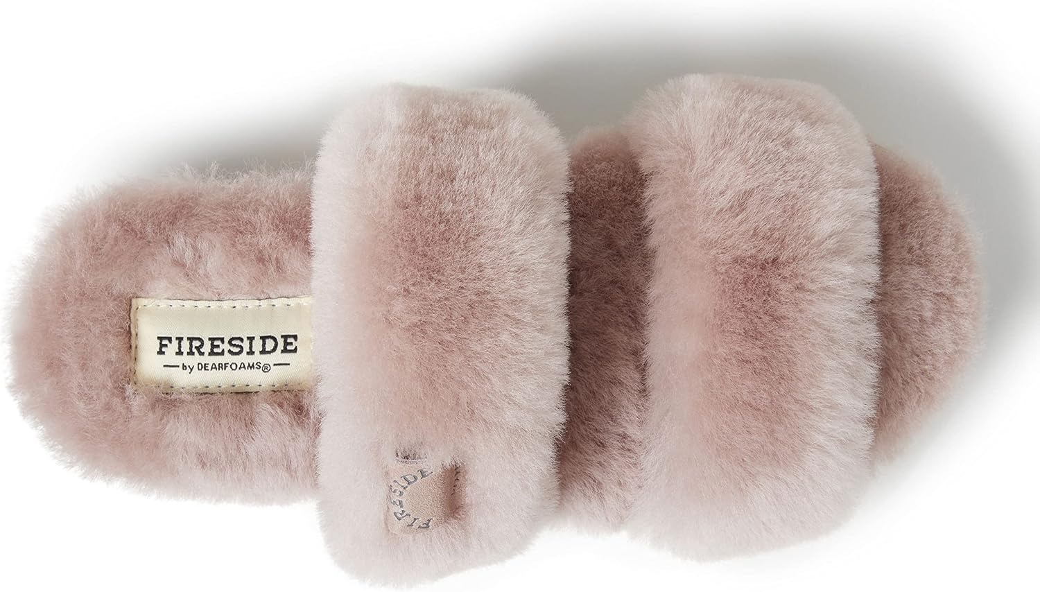 image:imageDearfoams Womens Fireside Benalla All Over Shearling Double Band Easy onOff SlideDusty Pink