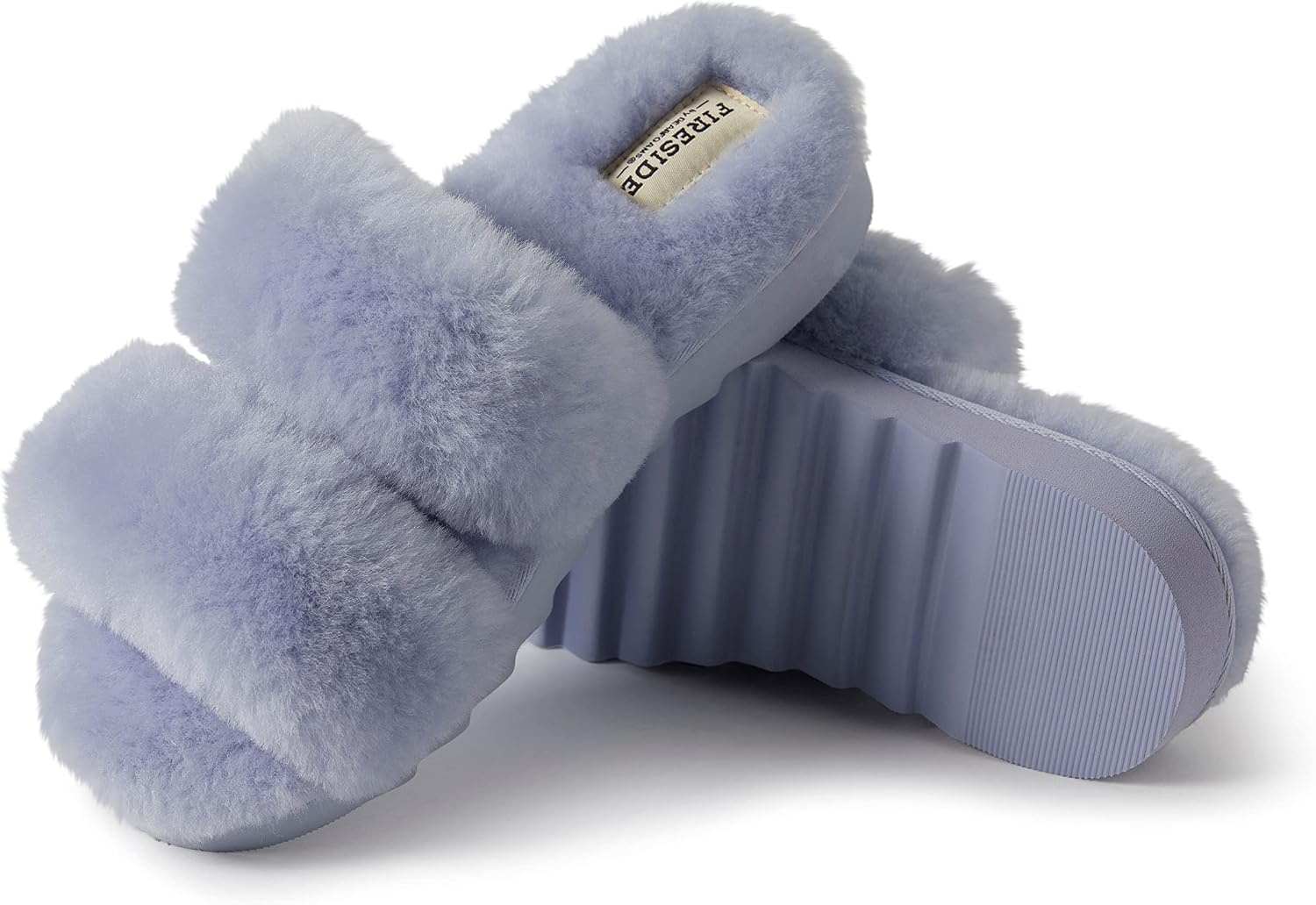 image:imageDearfoams Womens Fireside Benalla All Over Shearling Double Band Easy onOff SlideEventide