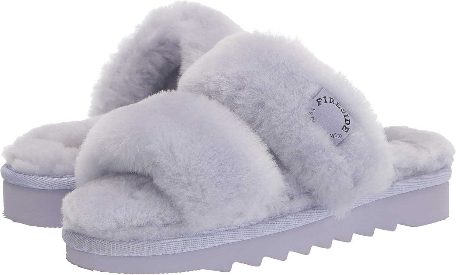 image:imageDearfoams Womens Fireside Benalla All Over Shearling Double Band Easy onOff SlideEventide