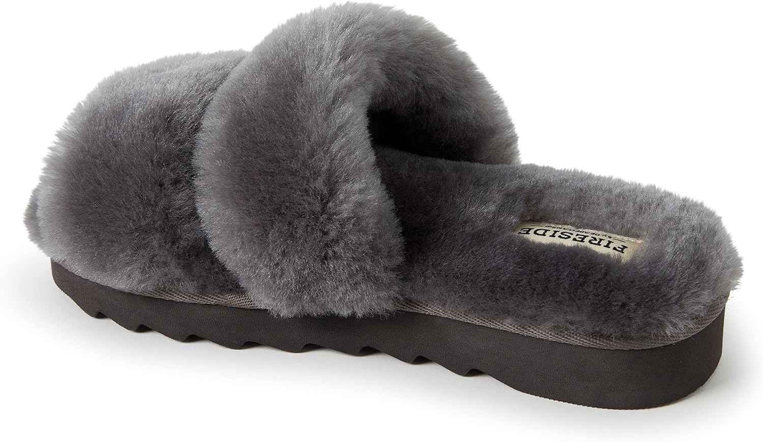 image:imageDearfoams Womens Fireside Benalla All Over Shearling Double Band Easy onOff SlideGrey