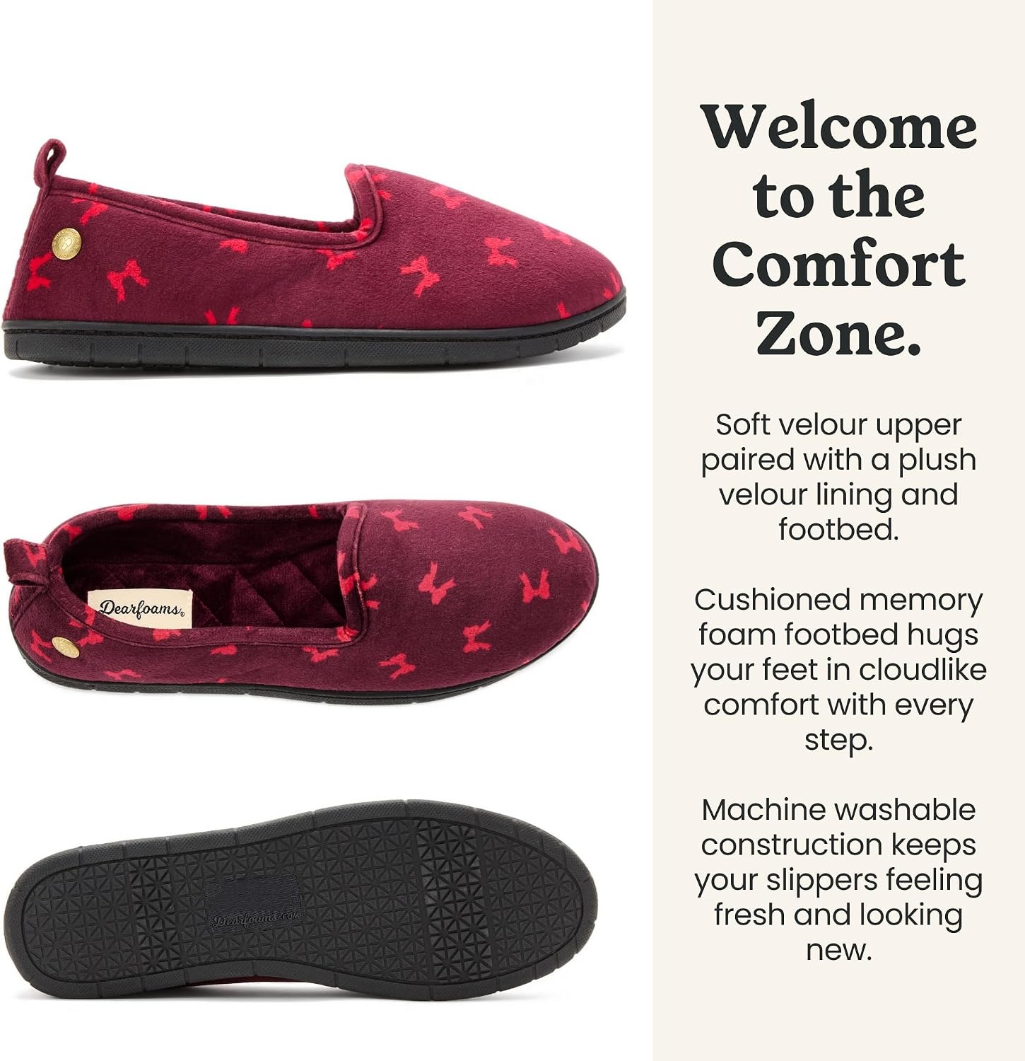 image:imageDearfoams Womens Rachel Velour Closed BackCordovan