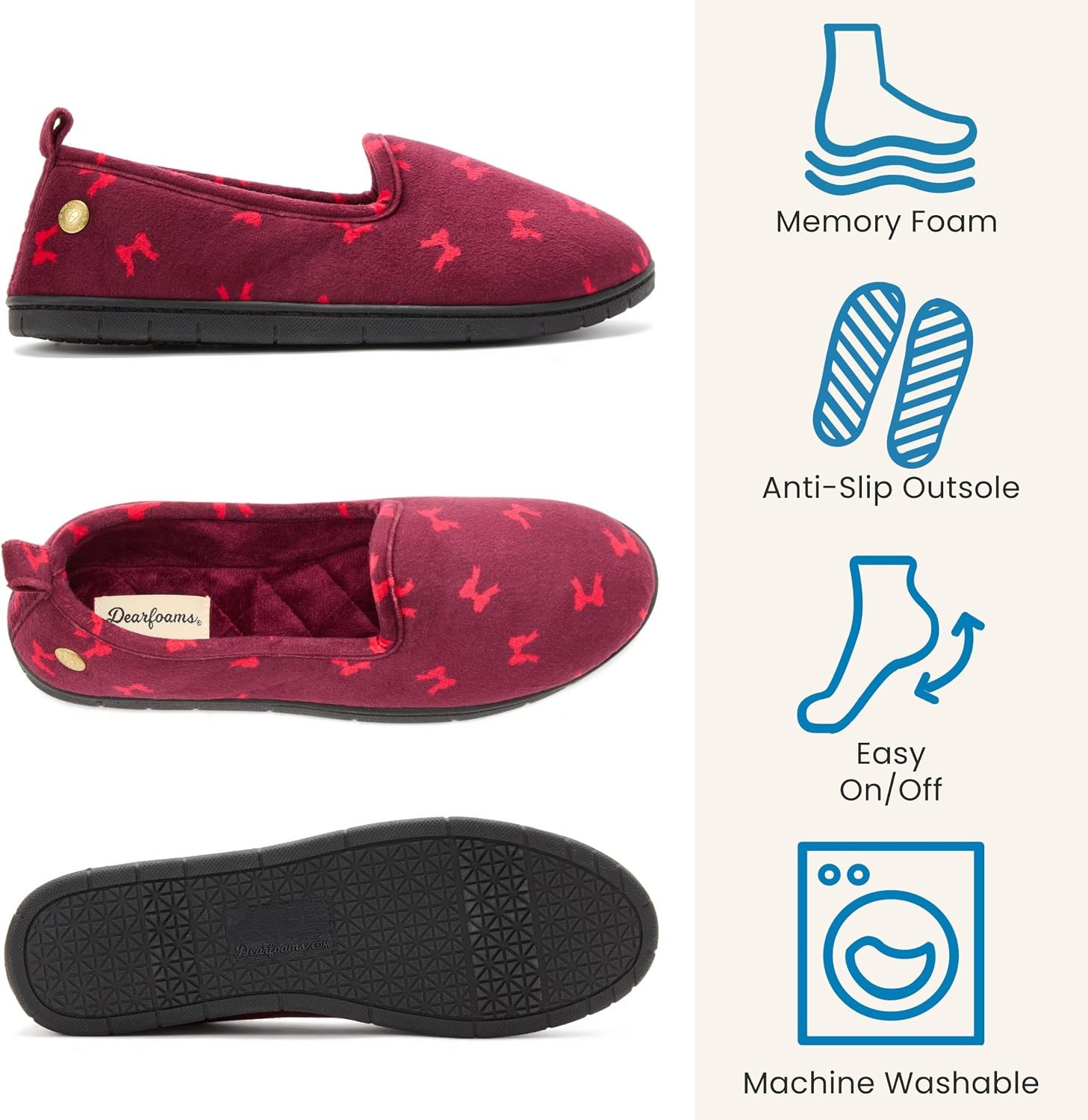 image:imageDearfoams Womens Rachel Velour Closed BackCordovan