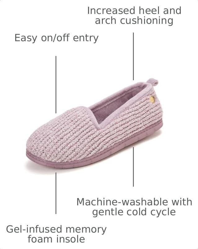 image:imageDearfoams Womens Rachel Velour Closed BackFrosted Plum