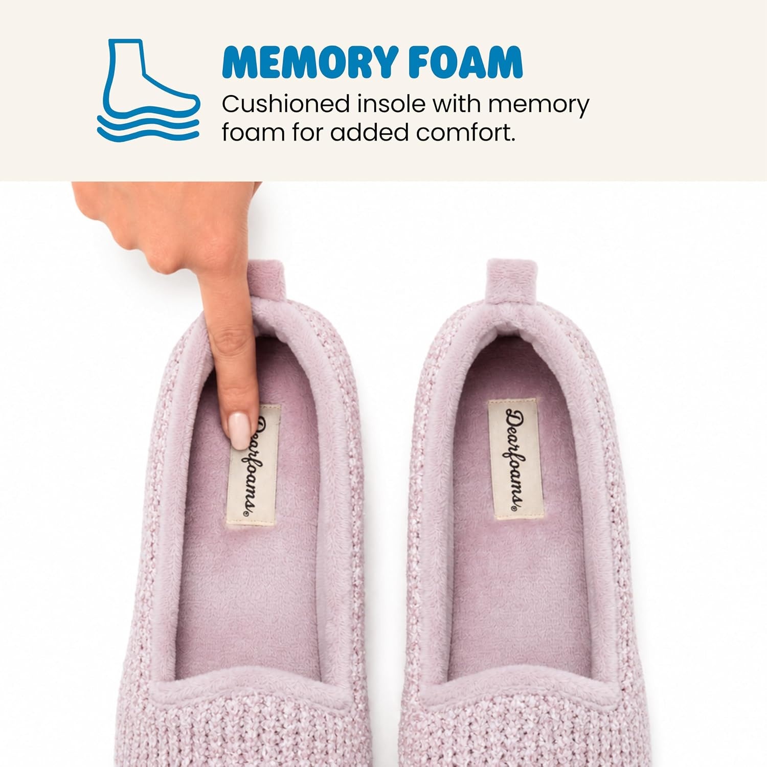 image:imageDearfoams Womens Rachel Velour Closed BackFrosted Plum