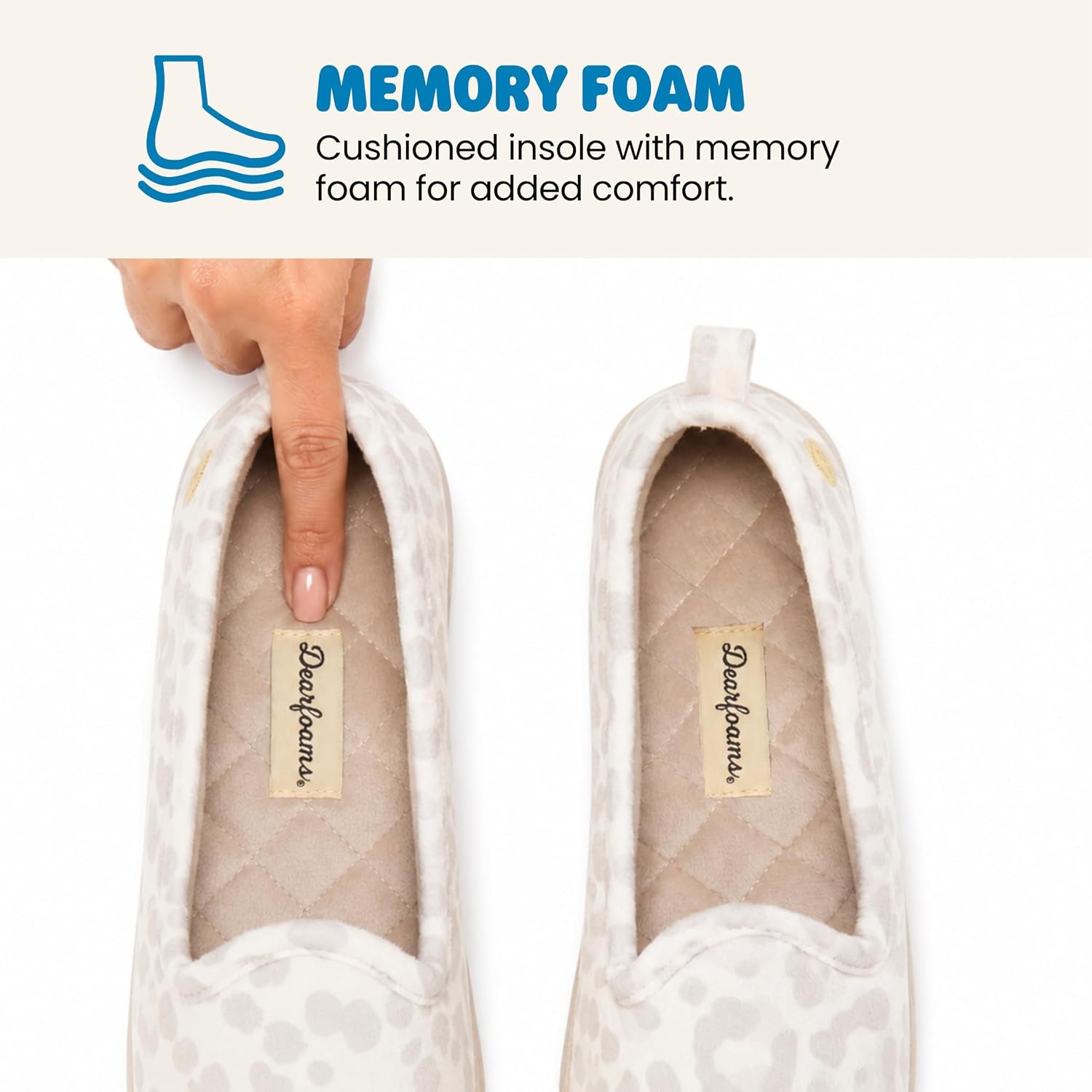 image:imageDearfoams Womens Rachel Velour Closed BackMuslin Leopard