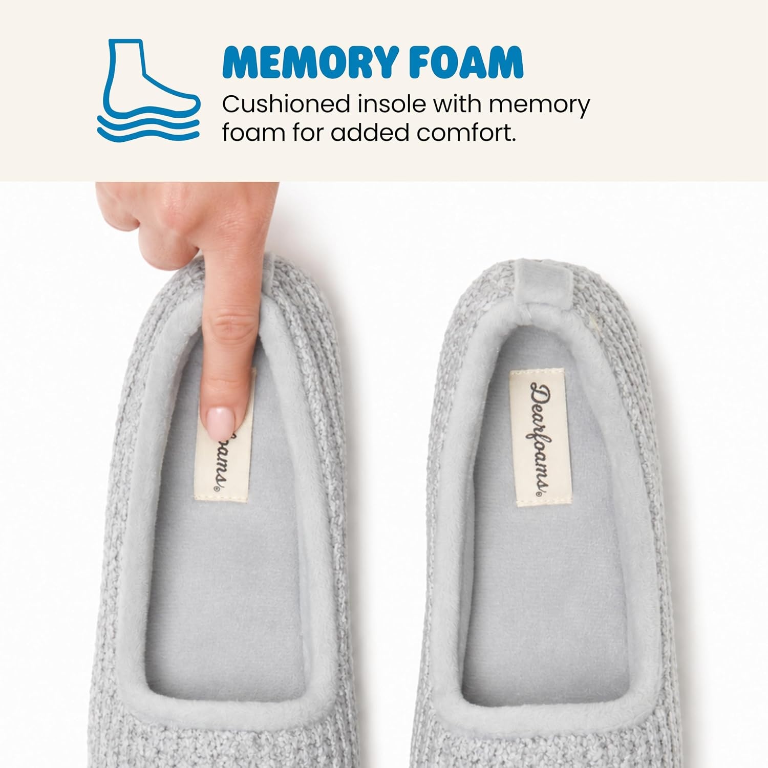image:imageDearfoams Womens Rachel Velour Closed BackSleet