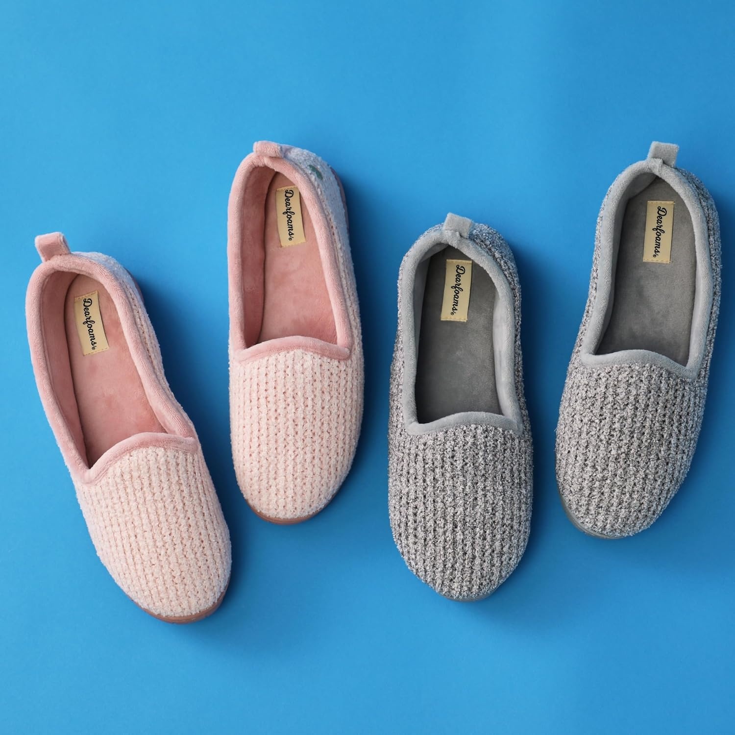 image:imageDearfoams Womens Rachel Velour Closed BackSleet