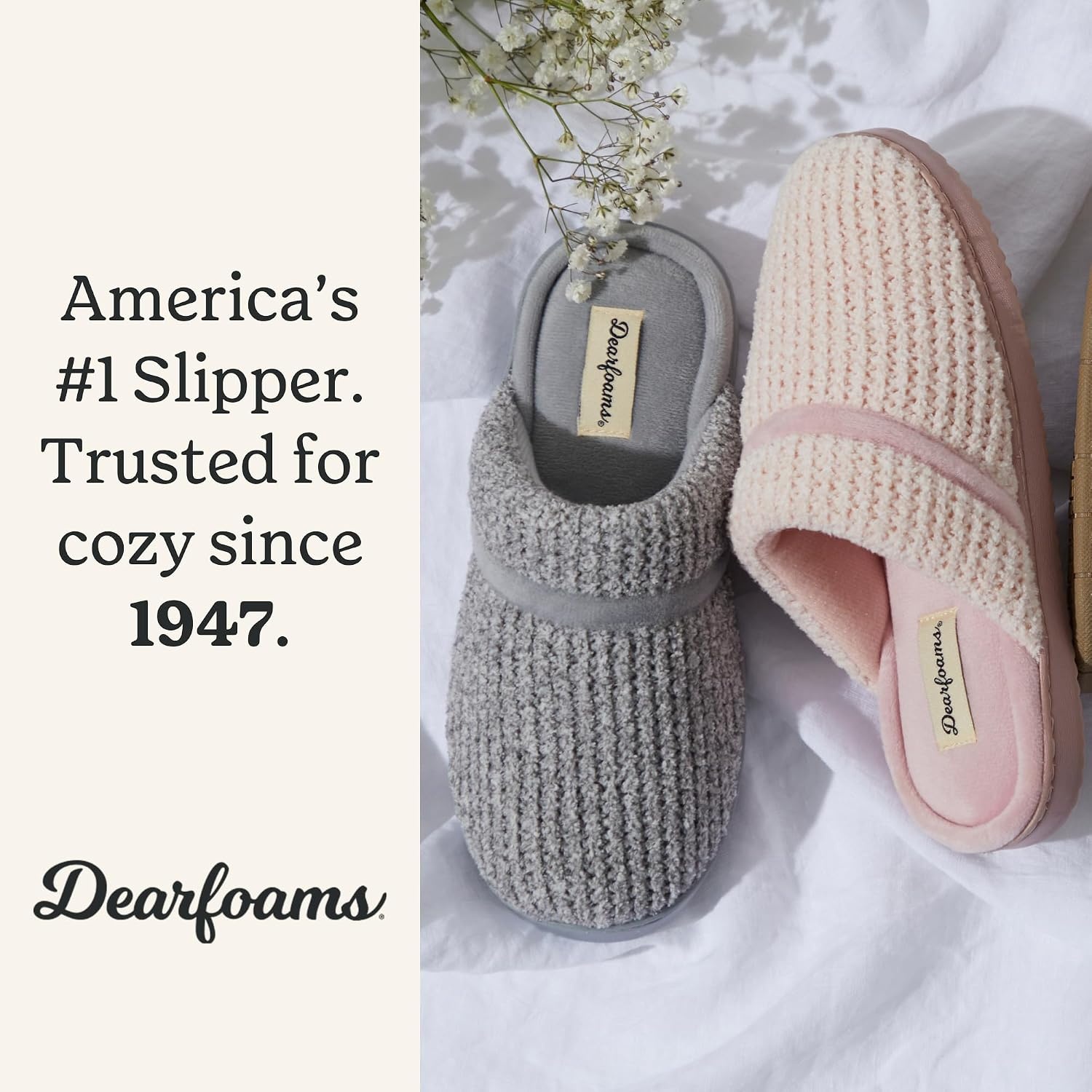image:imageDearfoams Womens Serena Memory Foam Chenille Scuff House Shoe SlipperSleet