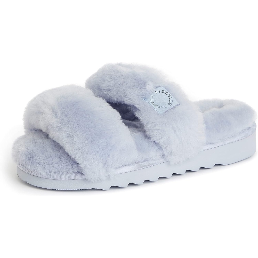 image:imageDearfoams Womens Fireside Benalla All Over Shearling Double Band Easy onOff SlideEventide
