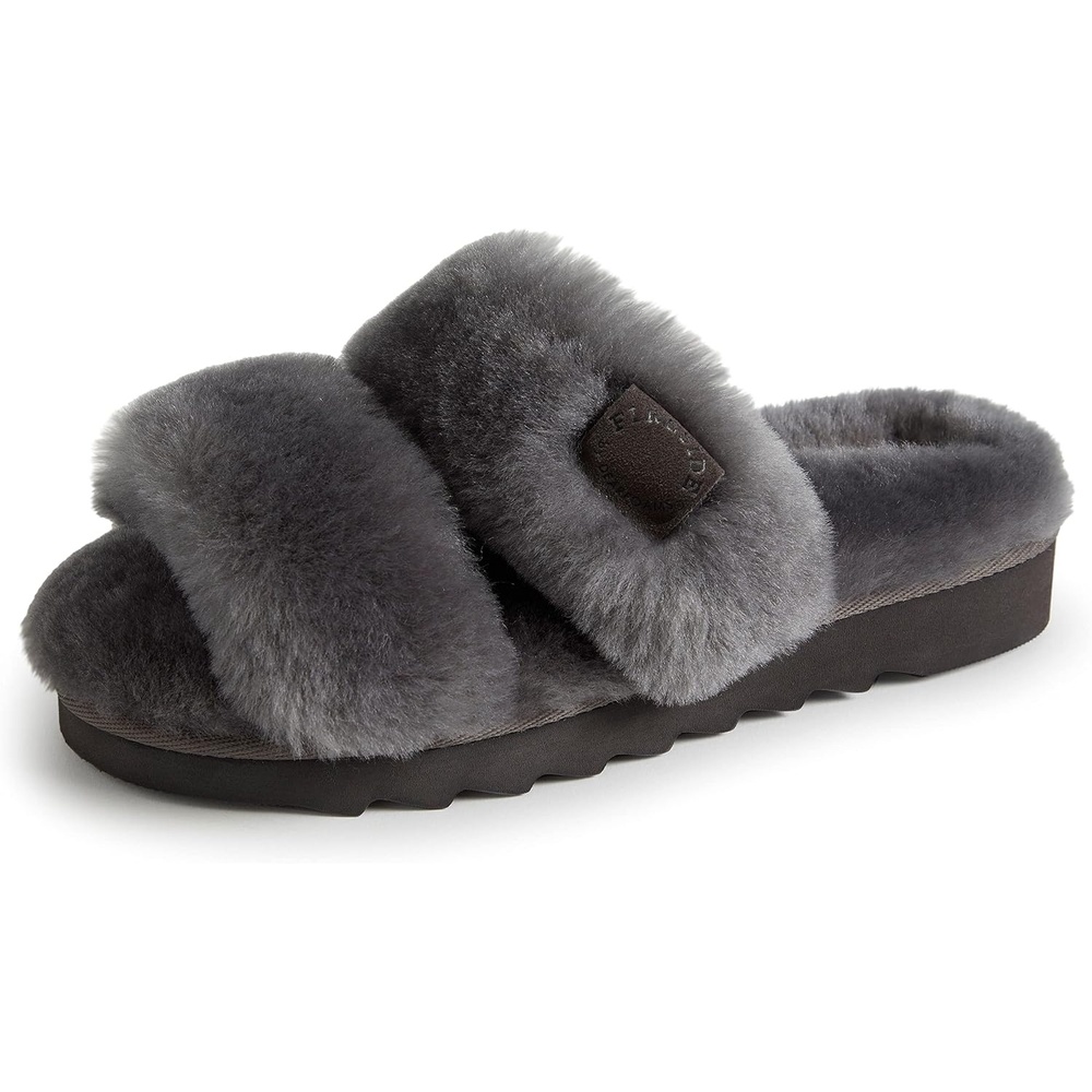 image:imageDearfoams Womens Fireside Benalla All Over Shearling Double Band Easy onOff SlideGrey