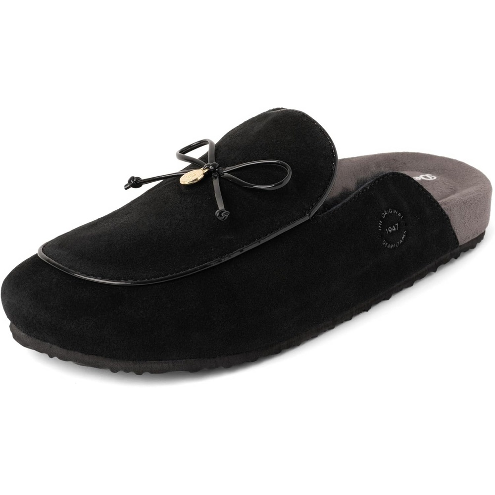 image:imageDearfoams womens House Slipper Memory Foam Suede Scuff Falan Indoor Shoes With BowBlack