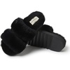 Dearfoams Women’s Fireside Benalla All Over Shearling Double Band Easy on/Off Slide(Black)