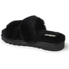 Dearfoams Women’s Fireside Benalla All Over Shearling Double Band Easy on/Off Slide(Black)