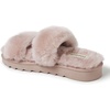Dearfoams Women’s Fireside Benalla All Over Shearling Double Band Easy on/Off Slide(Dusty Pink)