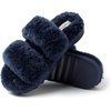 Dearfoams Women’s Fireside Benalla All Over Shearling Double Band Easy on/Off Slide(Navy)
