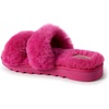 Dearfoams Women’s Fireside Benalla All Over Shearling Double Band Easy on/Off Slide(Paradise Pink)