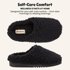 Dearfoams Women’s House Slippers Memory Foam Fuzzy Fiona Clog House Shoes(Black)