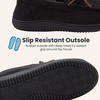 Dearfoams mens Memory Foam House Shoes, Microsuede Moccasin, Indoor Outdoor Slippers(Black)