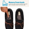 Dearfoams mens Memory Foam House Shoes, Microsuede Moccasin, Indoor Outdoor Slippers(Black)