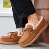 Dearfoams mens Memory Foam House Shoes, Microsuede Moccasin, Indoor Outdoor Slippers(Chestnut Tan)