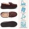 Dearfoams mens Memory Foam House Shoes, Microsuede Moccasin, Indoor Outdoor Slippers(Coffee Brown)