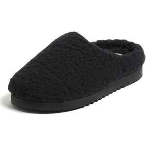 Dearfoams Women’s House Slippers Memory Foam Fuzzy Fiona Clog House Shoes(Black)