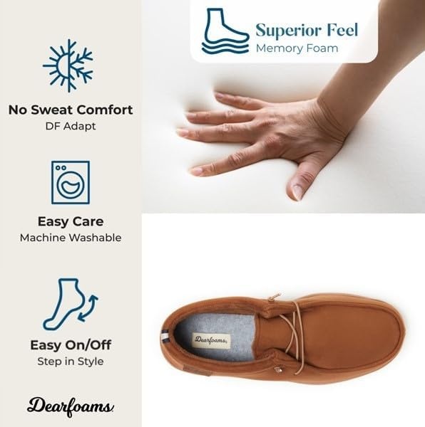 image:imageDearfoams Mens Bennett IndoorOutdoor Memory Foam Comfort Chukka BootChestnut