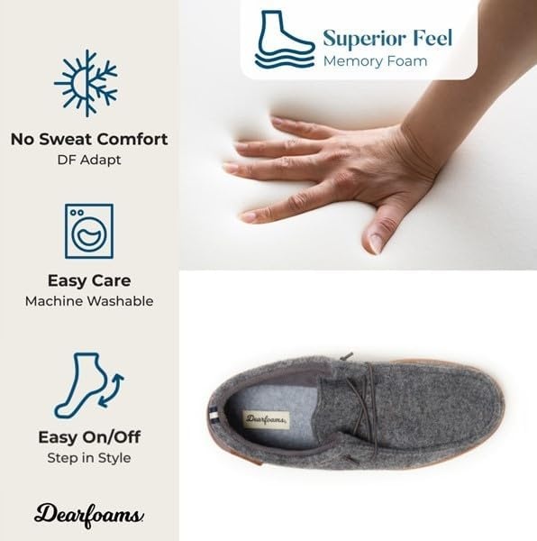 image:imageDearfoams Mens Bennett IndoorOutdoor Memory Foam Comfort Chukka BootDark Heather Grey