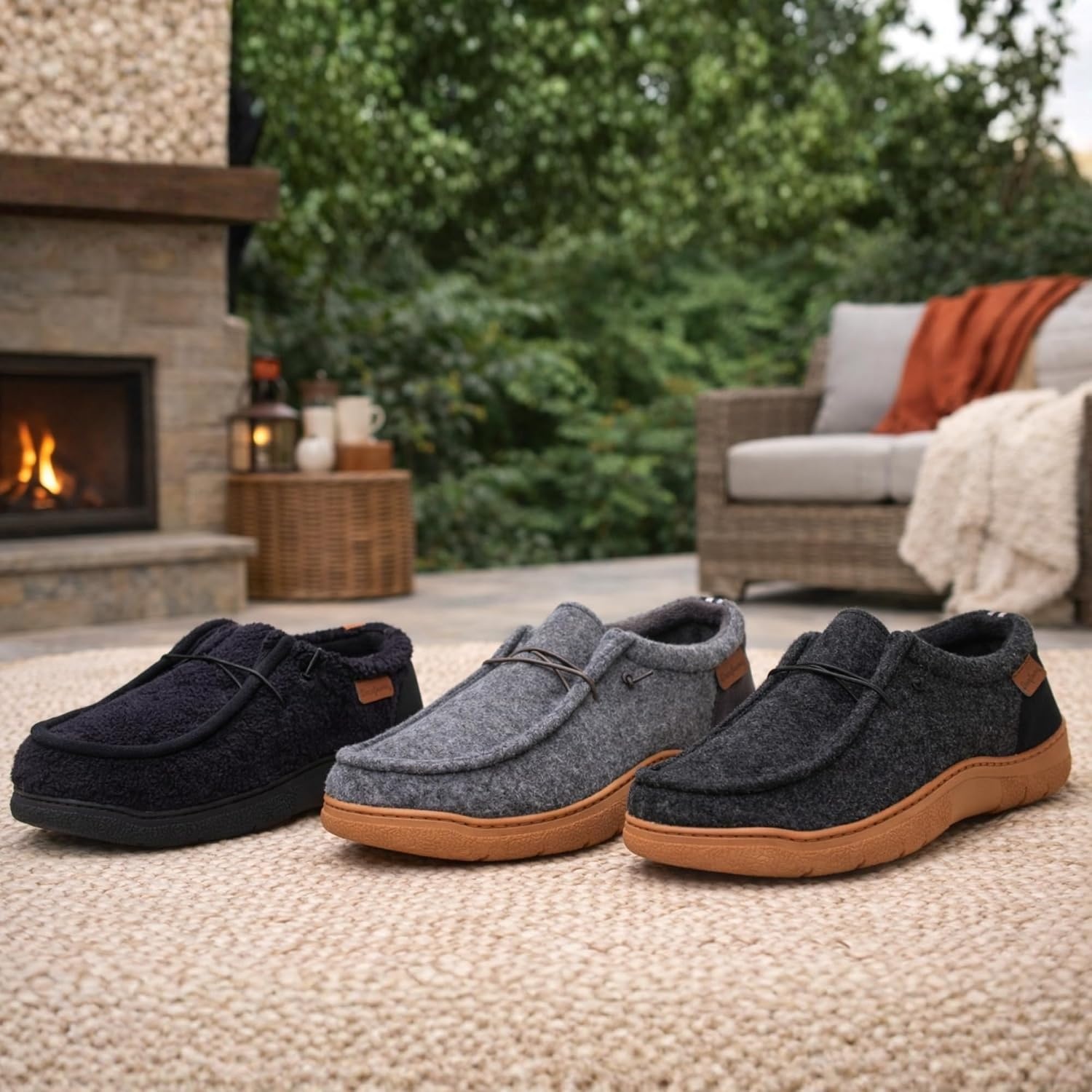 image:imageDearfoams Mens Bennett IndoorOutdoor Memory Foam Comfort Chukka BootDark Heather Grey