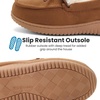 Dearfoams womens Memory Foam House Shoes, Microsuede Moccasin With Tie, Plush Indoor Outdoor Slippers(Chestnut)