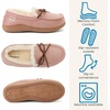 Dearfoams womens Memory Foam House Shoes, Microsuede Moccasin With Tie, Plush Indoor Outdoor Slippers(Dusty Pink)