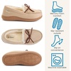 Dearfoams womens Memory Foam House Shoes, Microsuede Moccasin With Tie, Plush Indoor Outdoor Slippers(Sand)