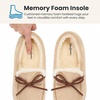 Dearfoams womens Memory Foam House Shoes, Microsuede Moccasin With Tie, Plush Indoor Outdoor Slippers(Sand)
