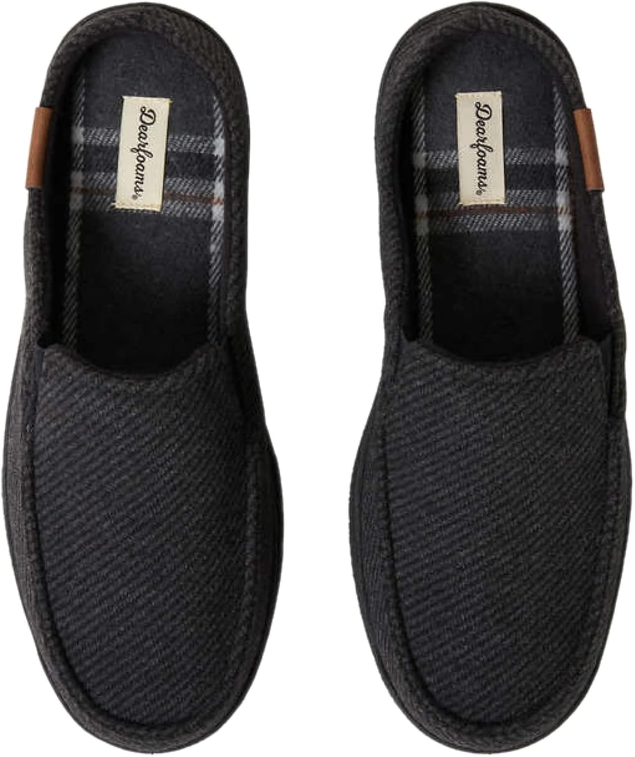 image:imageDearfoams Mens IndoorOutdoor Breathable Memory Foam Clog Slippers in Black 910 Medium