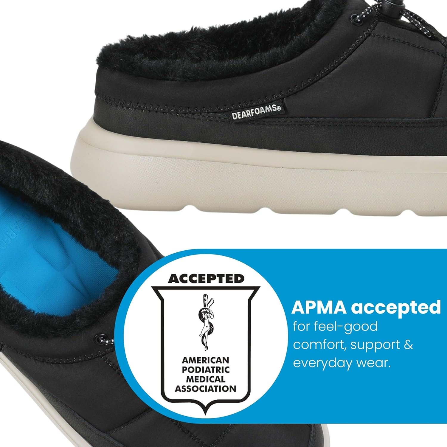 image:imageDearfoams Mens Marshmellow Warmthlined Waterrepellent ClogsBlack