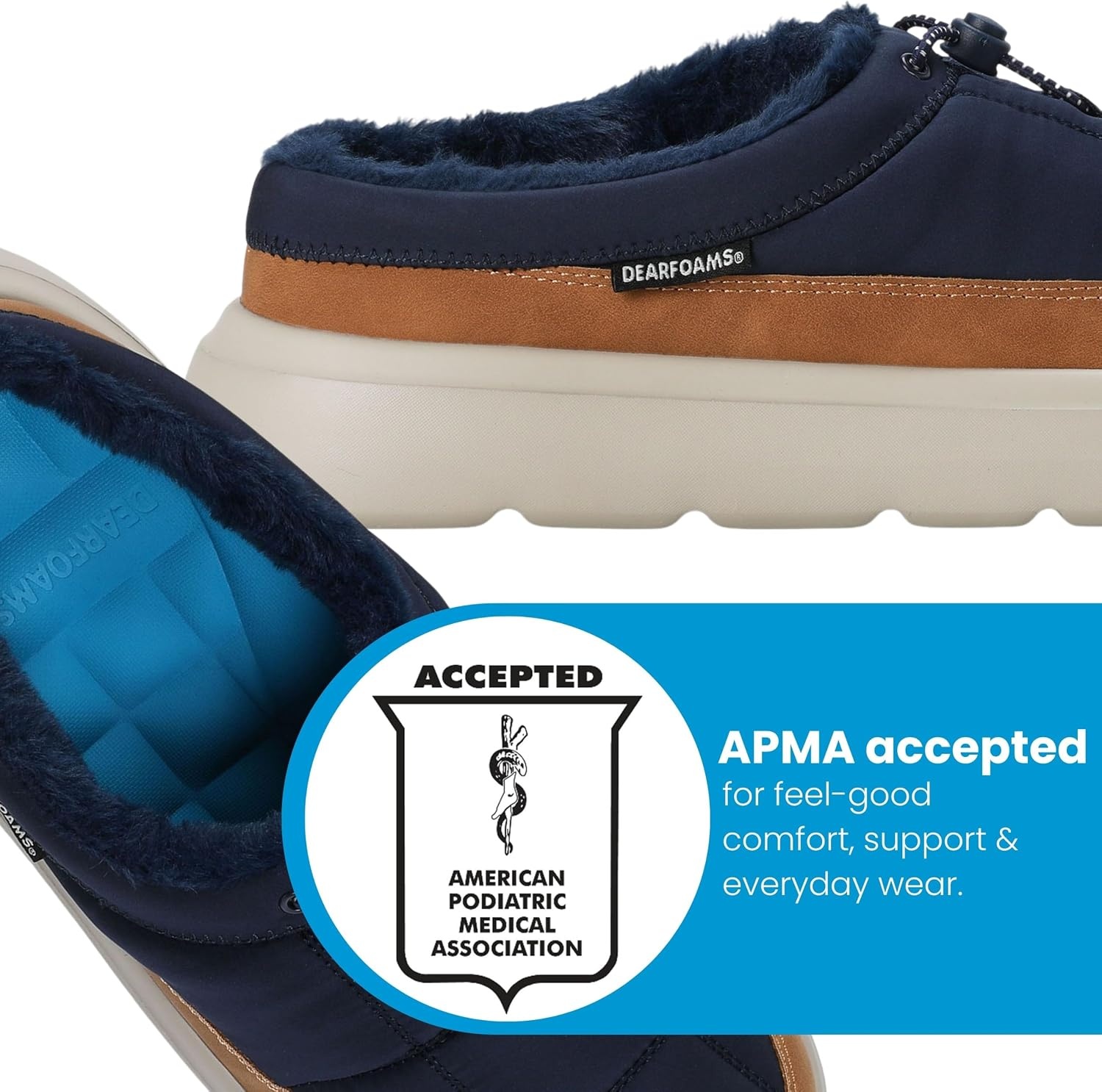 image:imageDearfoams Mens Marshmellow Warmthlined Waterrepellent ClogsNavy