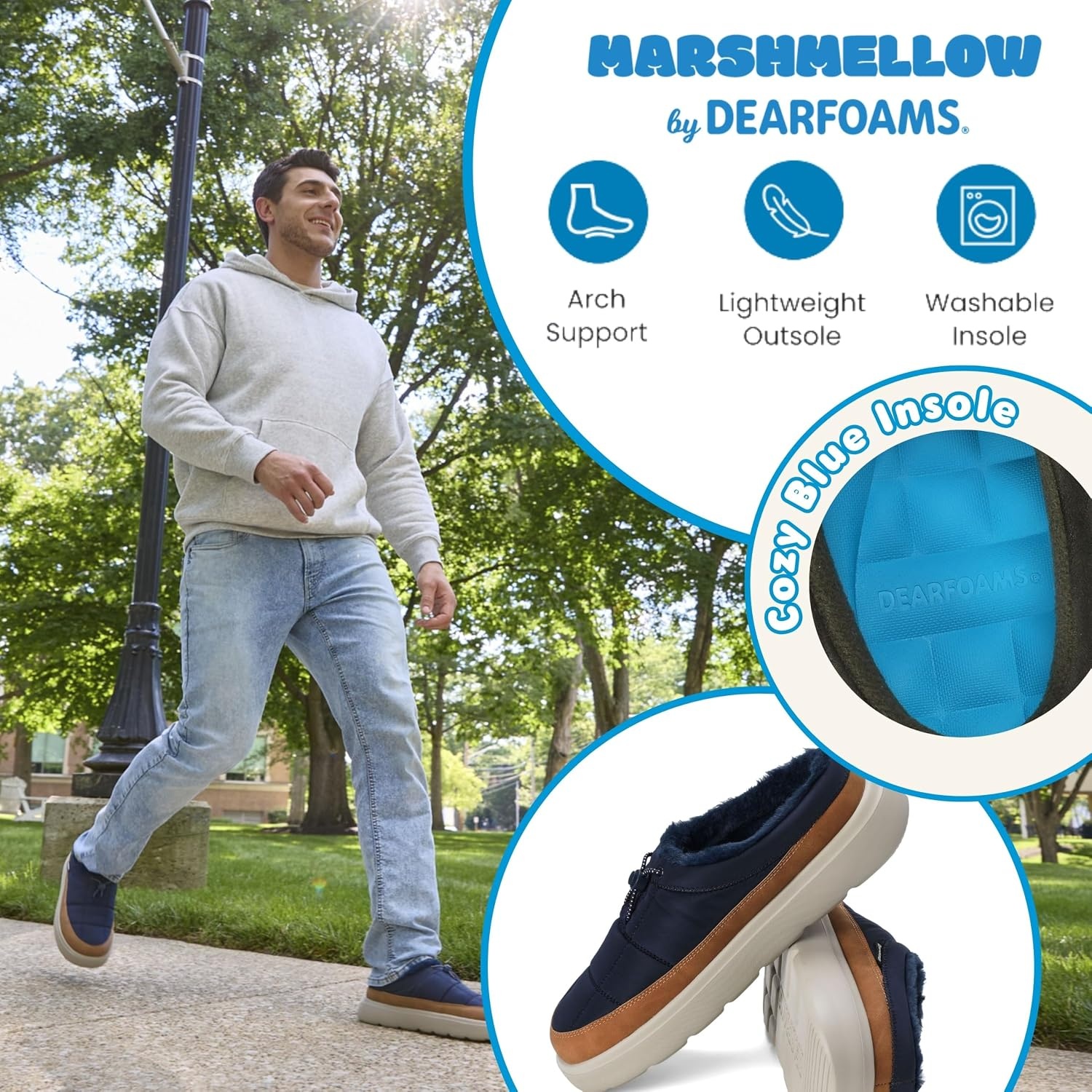 image:imageDearfoams Mens Marshmellow Warmthlined Waterrepellent ClogsNavy