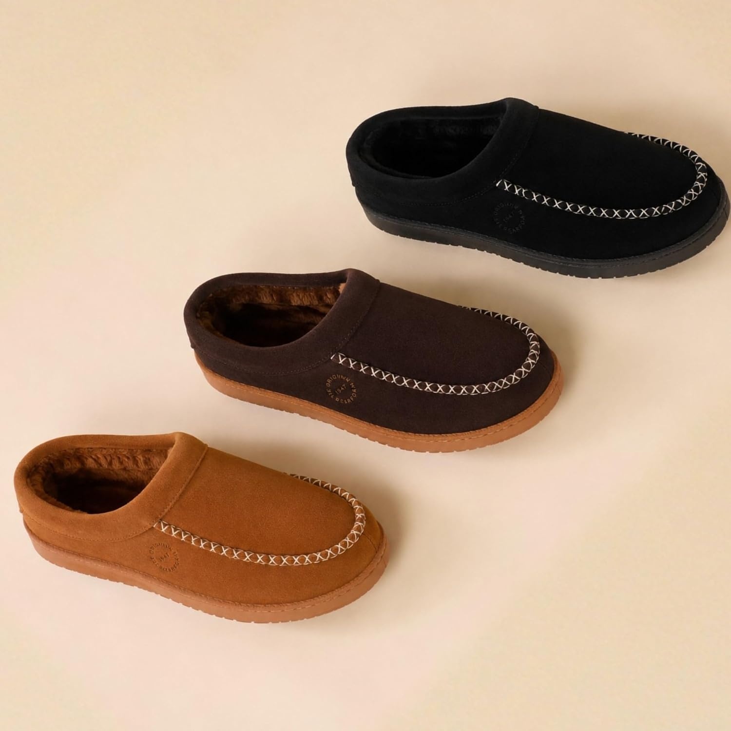 image:imageDearfoams mens House Slipper Memory Foam Suede Clog Beckett Breathable Indoor ShoesCoffee