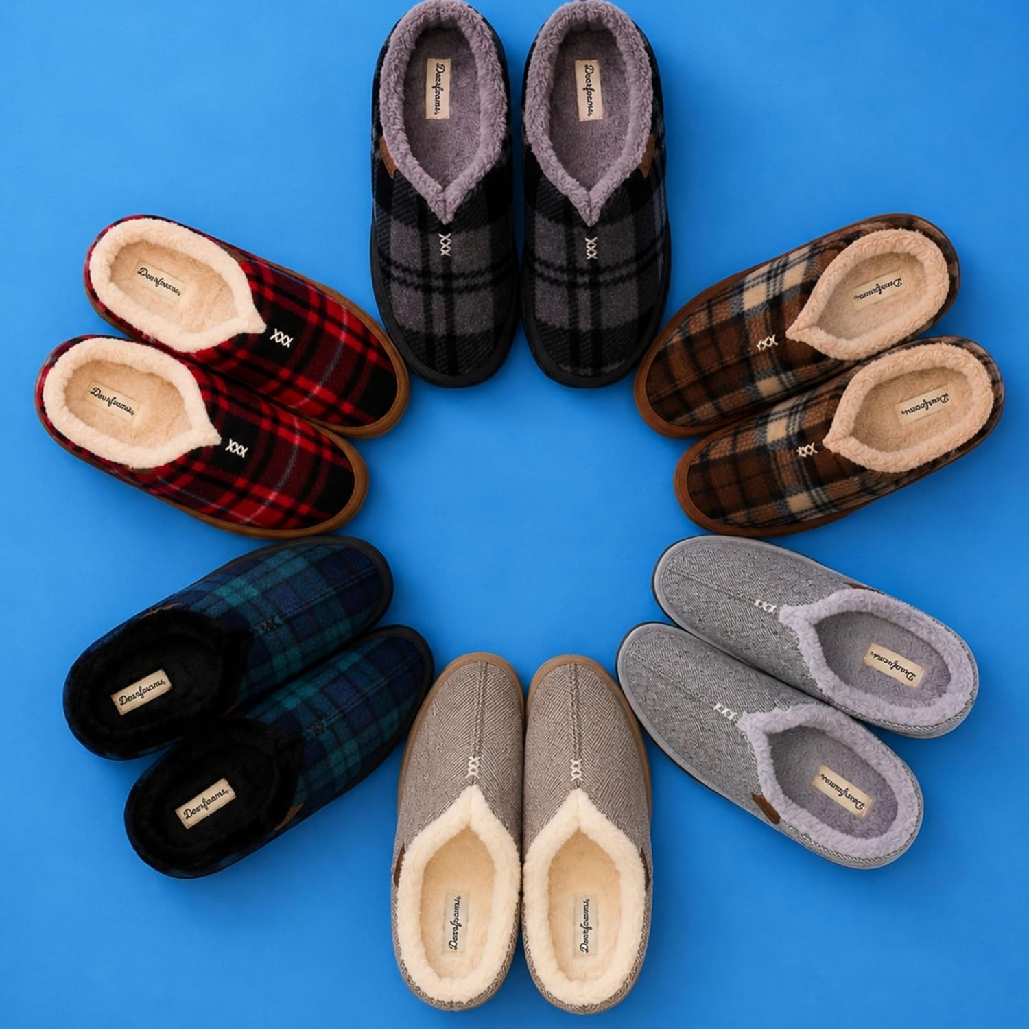 image:imageDearfoams mens Slippers Indoor House Shoes With Memory Foam Aldan Clog SlipperFossil