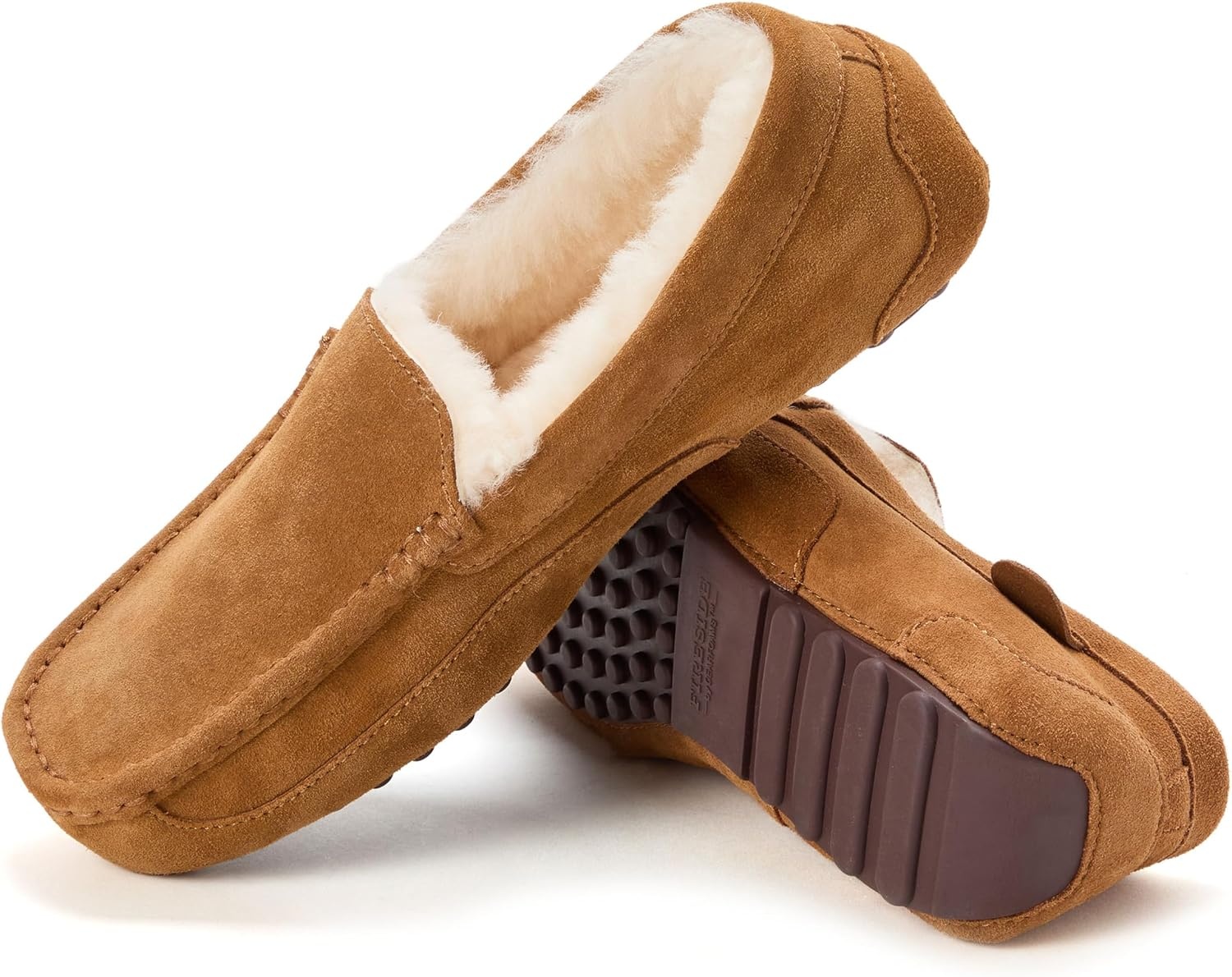 image:imageFireside by Dearfoams Melbourne Genuine Shearling Moccasin Slipper 10 Chestnut