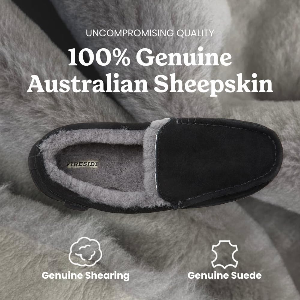 image:imageFireside by Dearfoams Mens Moccasin Slipper BLACK 10 W US