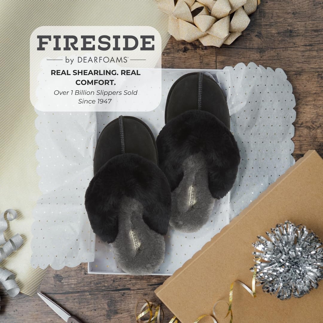 image:imageFireside by Dearfoams Womens Sydney Shearling Slippers Black 11
